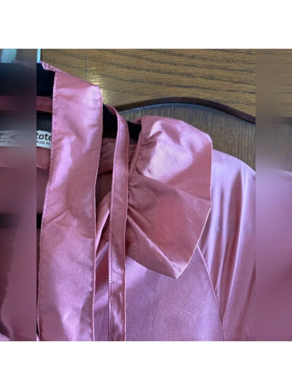 Vintage 1980s Totes Coat Pink Nylon Ruffle Trench Raincoat - Packable Unlined Si - Picture 9 of 12